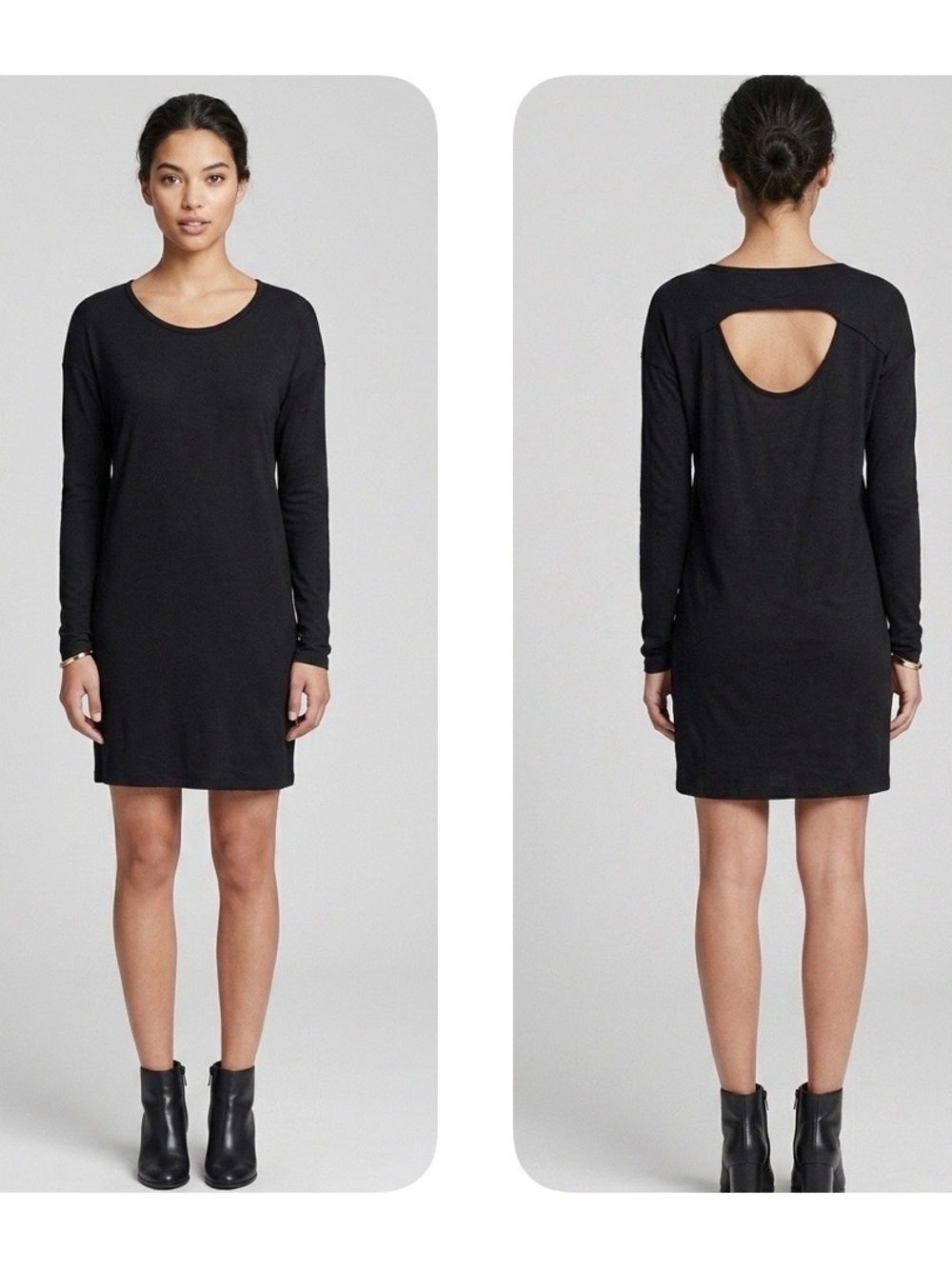 rag & bone Black Open Back Cutout Long Sleeve Shift Mini Dress Size XS LBD